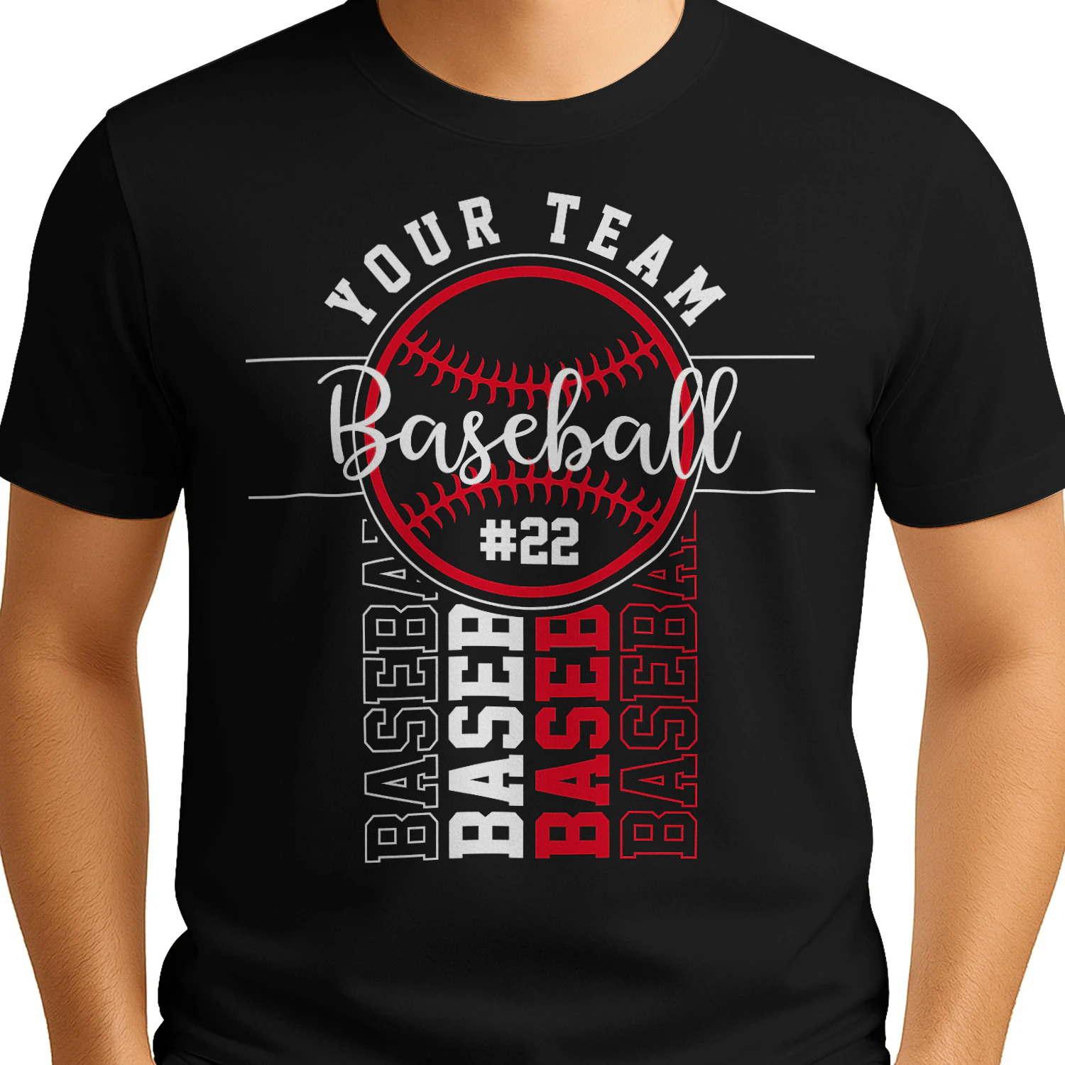 Red Baseball Vertical Typography - Retro Sports Graphic