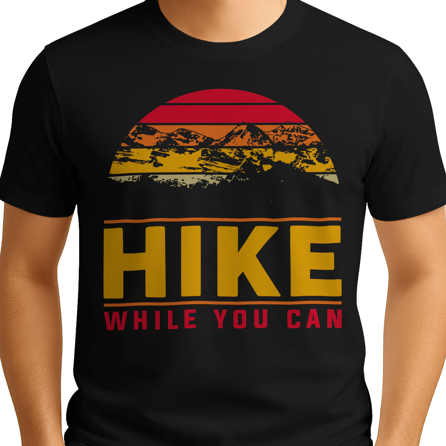 Hike While You Can Retro Mountain - Outdoor Sunset Graphic