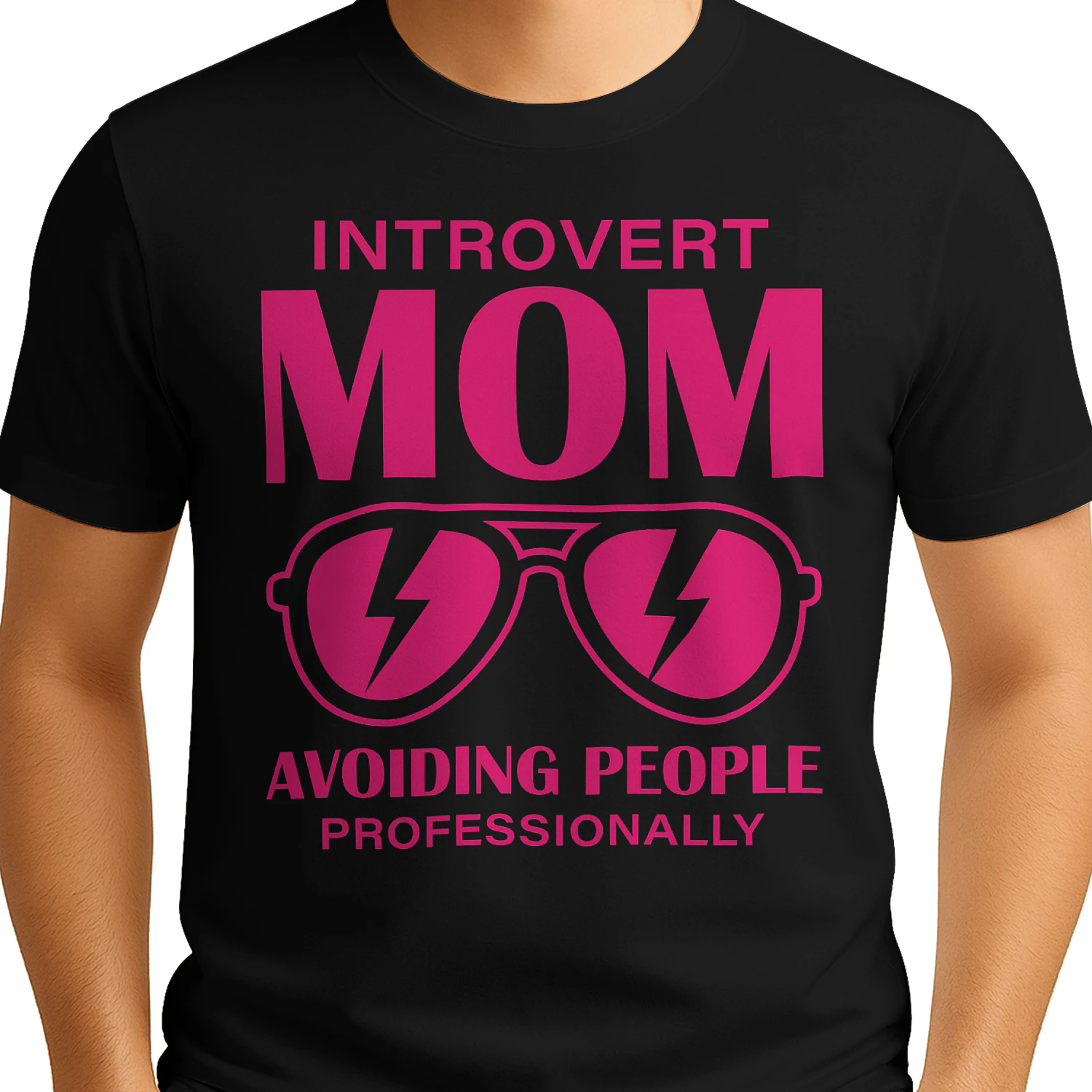 Introvert Mom Avoiding People Professionally - Funny Pink Sunglasses Graphic
