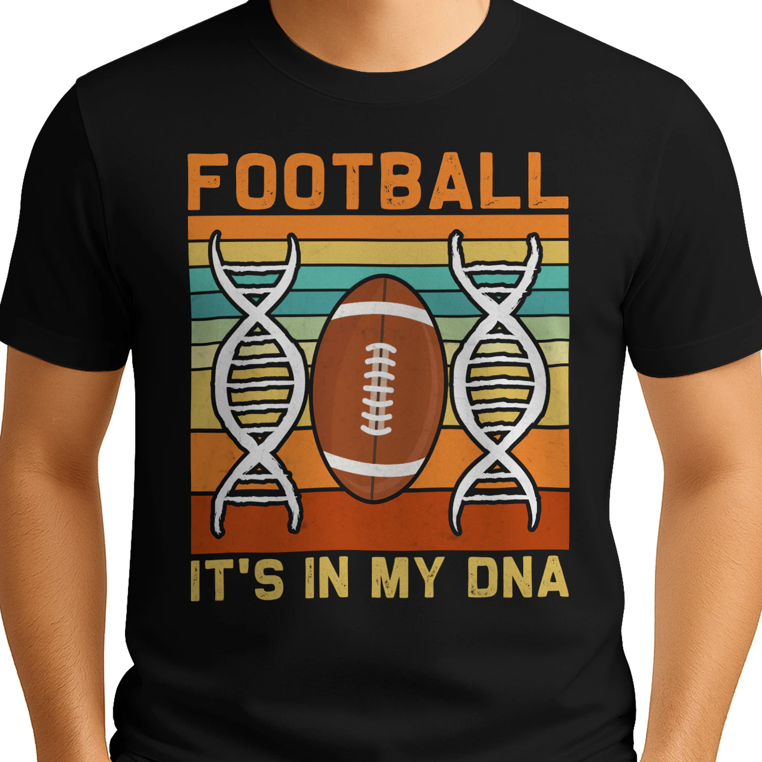 Football It’s In My DNA Retro Vintage Sunset - Sports Fan Biology Design