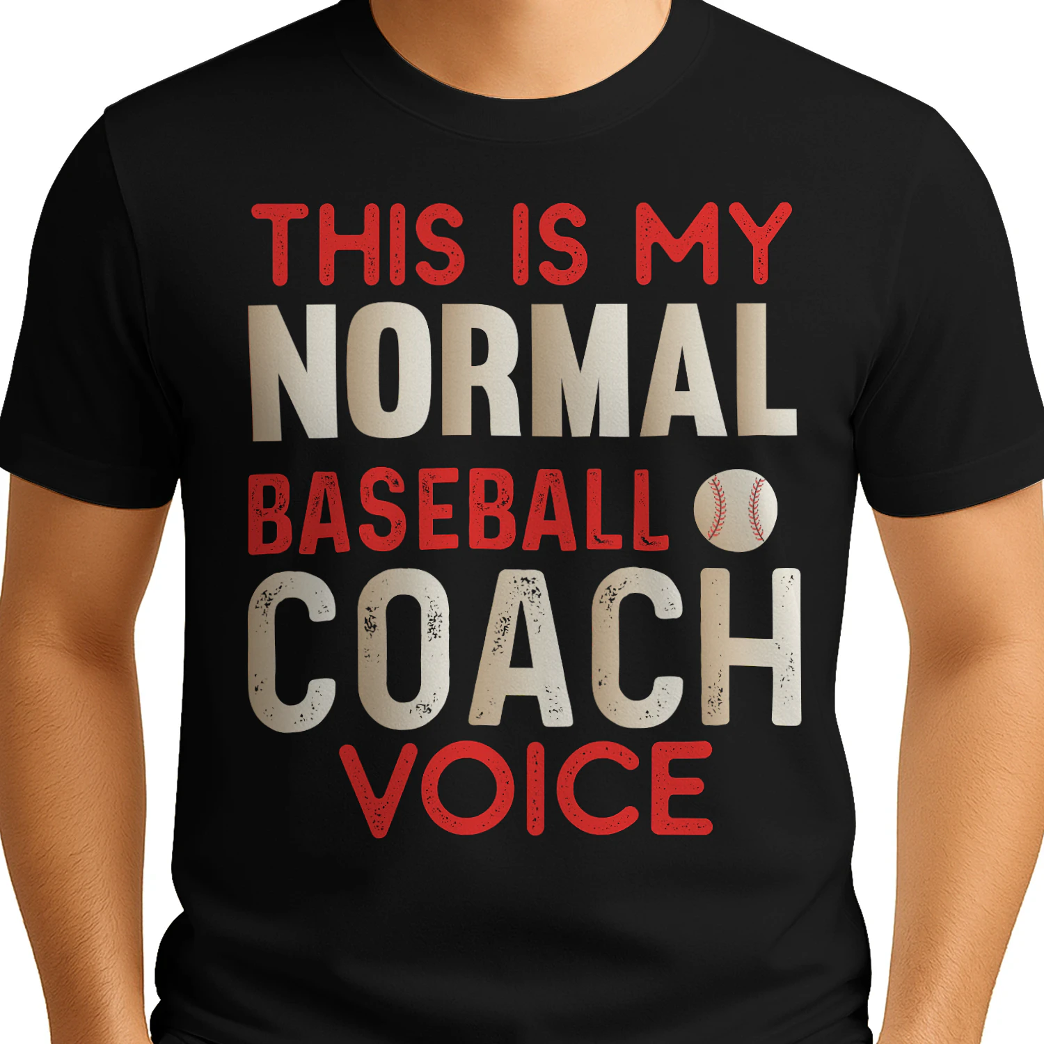This Is My Normal Baseball Coach Voice Funny Distressed Sports Graphic