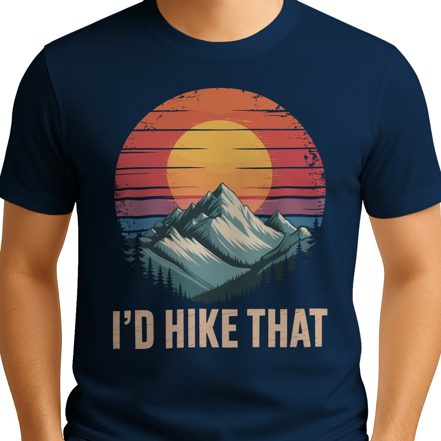 I'd Hike That Retro Sunset Mountain - Funny Outdoor Graphic