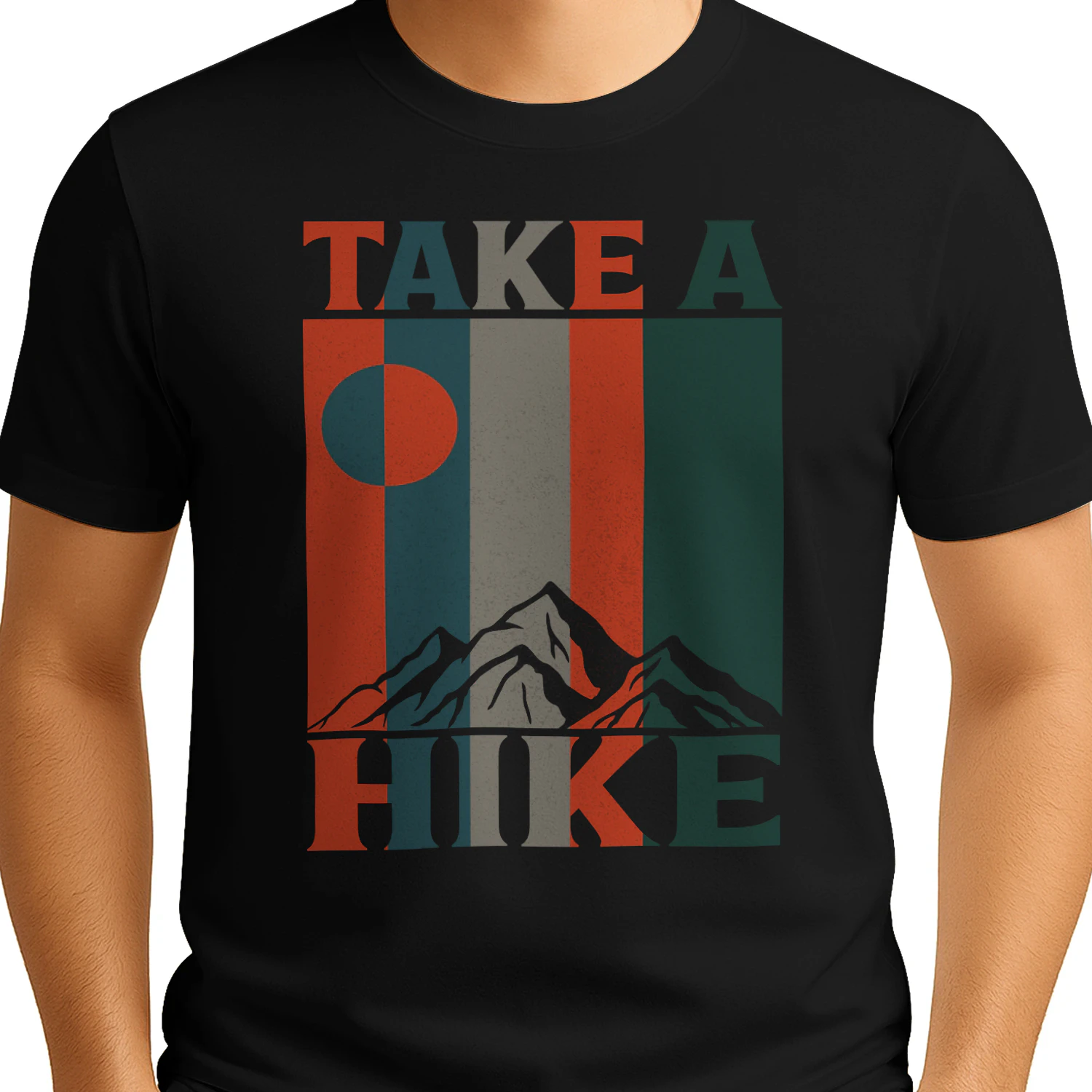 Take A Hike Retro Vertical Stripe - Mountain Outdoor Graphic