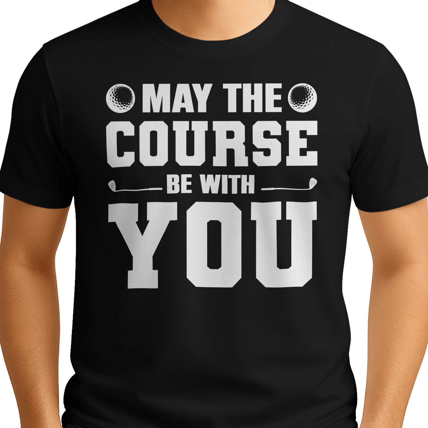 May The Course Be With You Funny Golf Quote - White Varsity Golfer Design