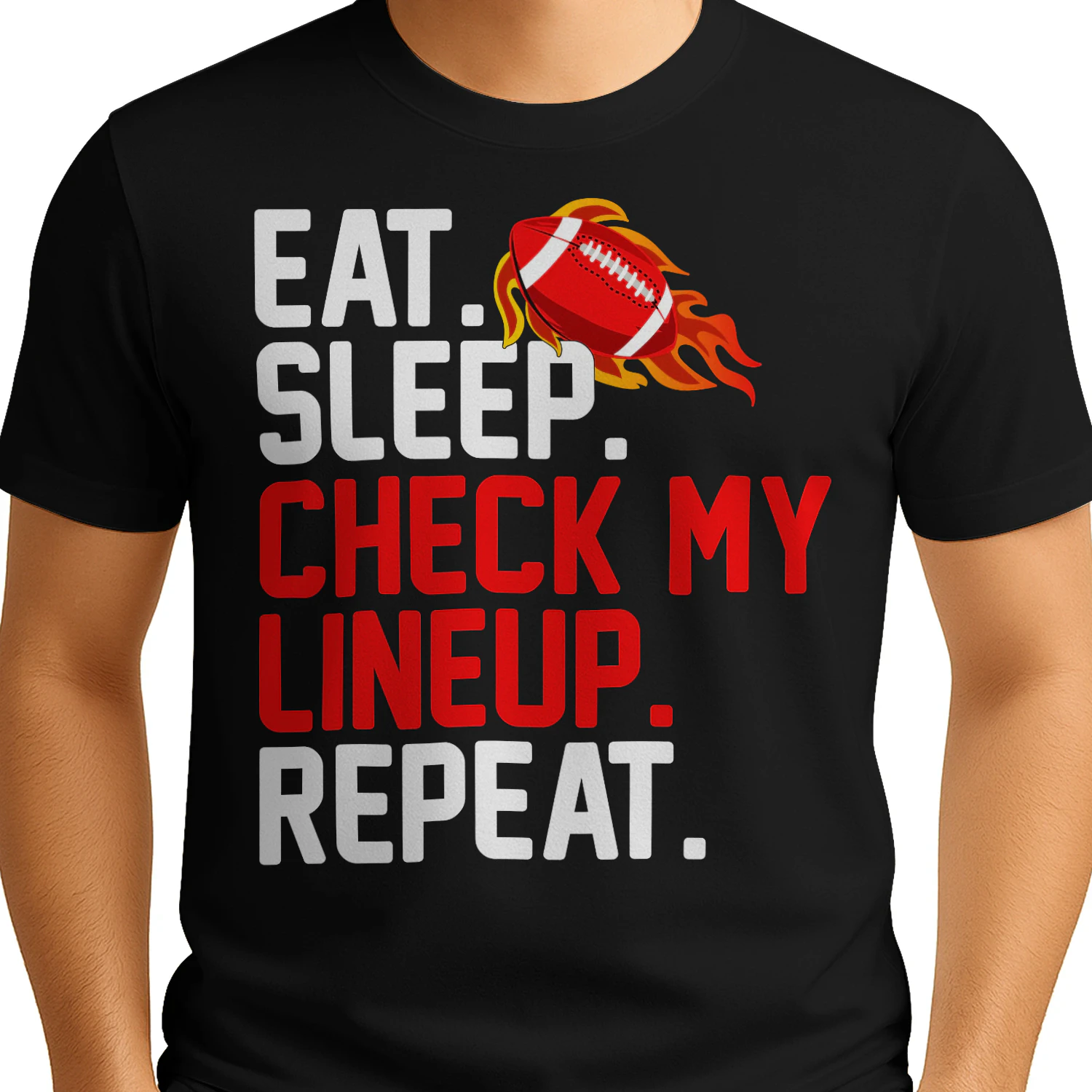 Eat Sleep Check My Lineup Repeat - Funny Fantasy Football Manager Routine Design