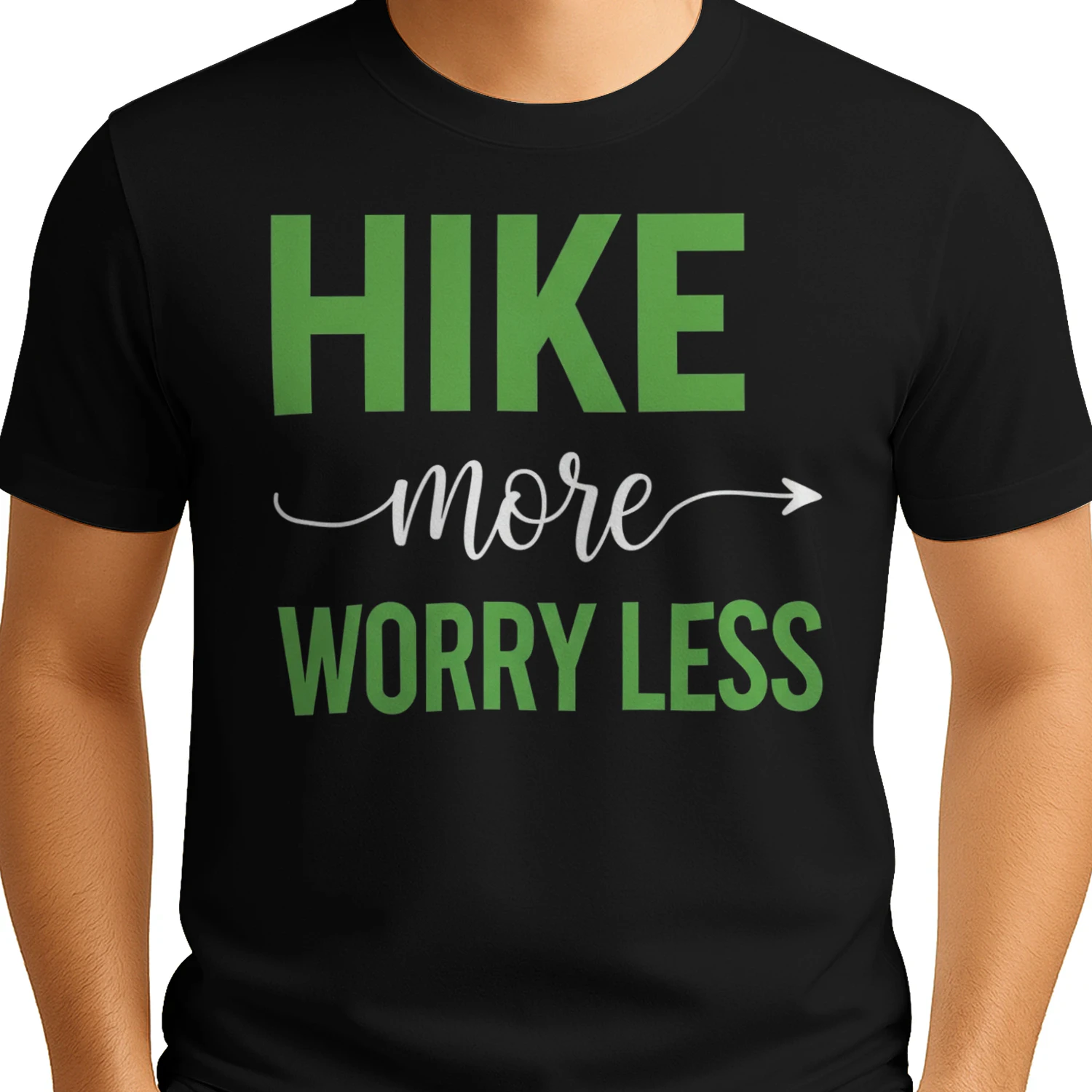 Hike More Worry Less Green Arrow - Outdoor Graphic