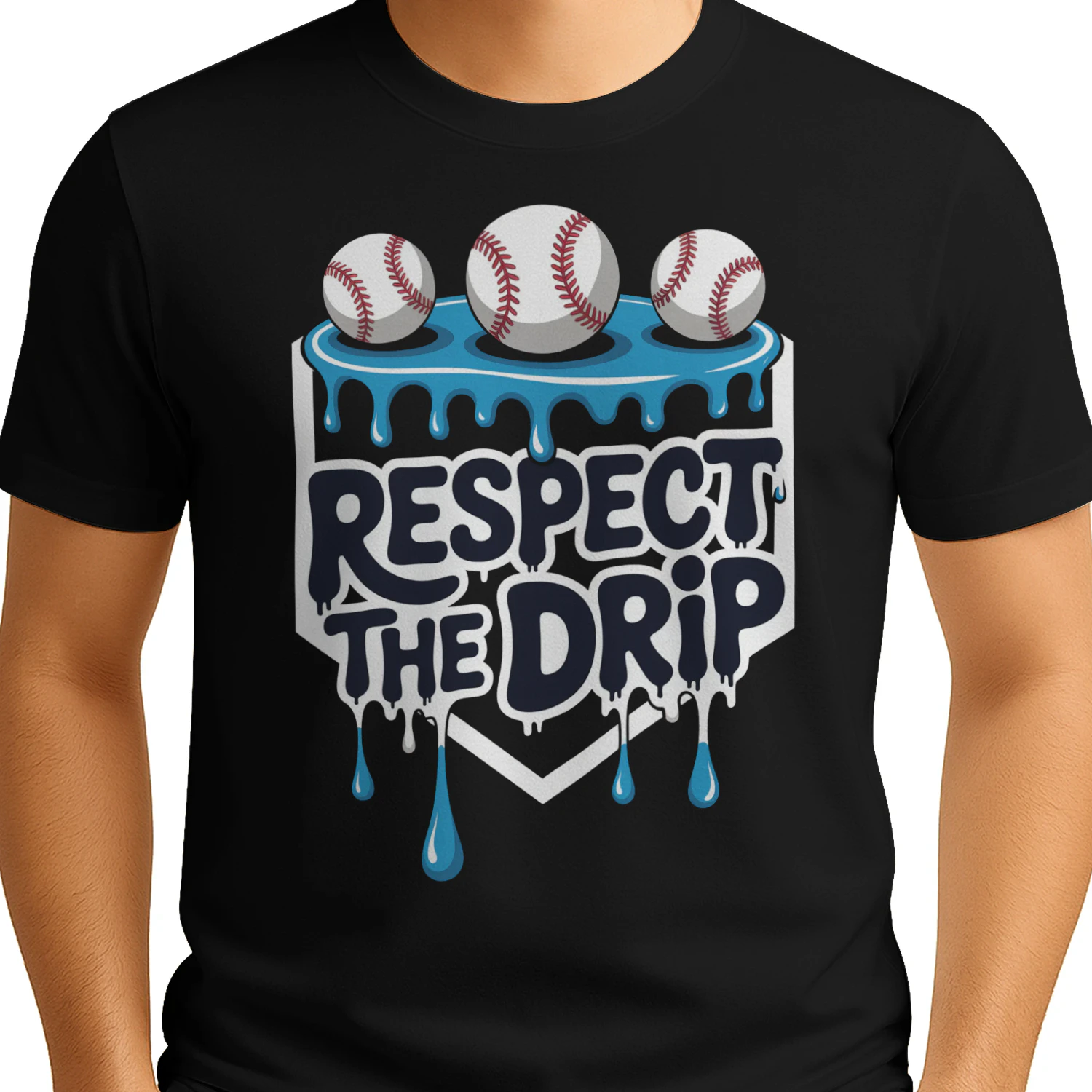 Respect The Drip Baseball Home Plate - Trendy Melting Slime Graphic