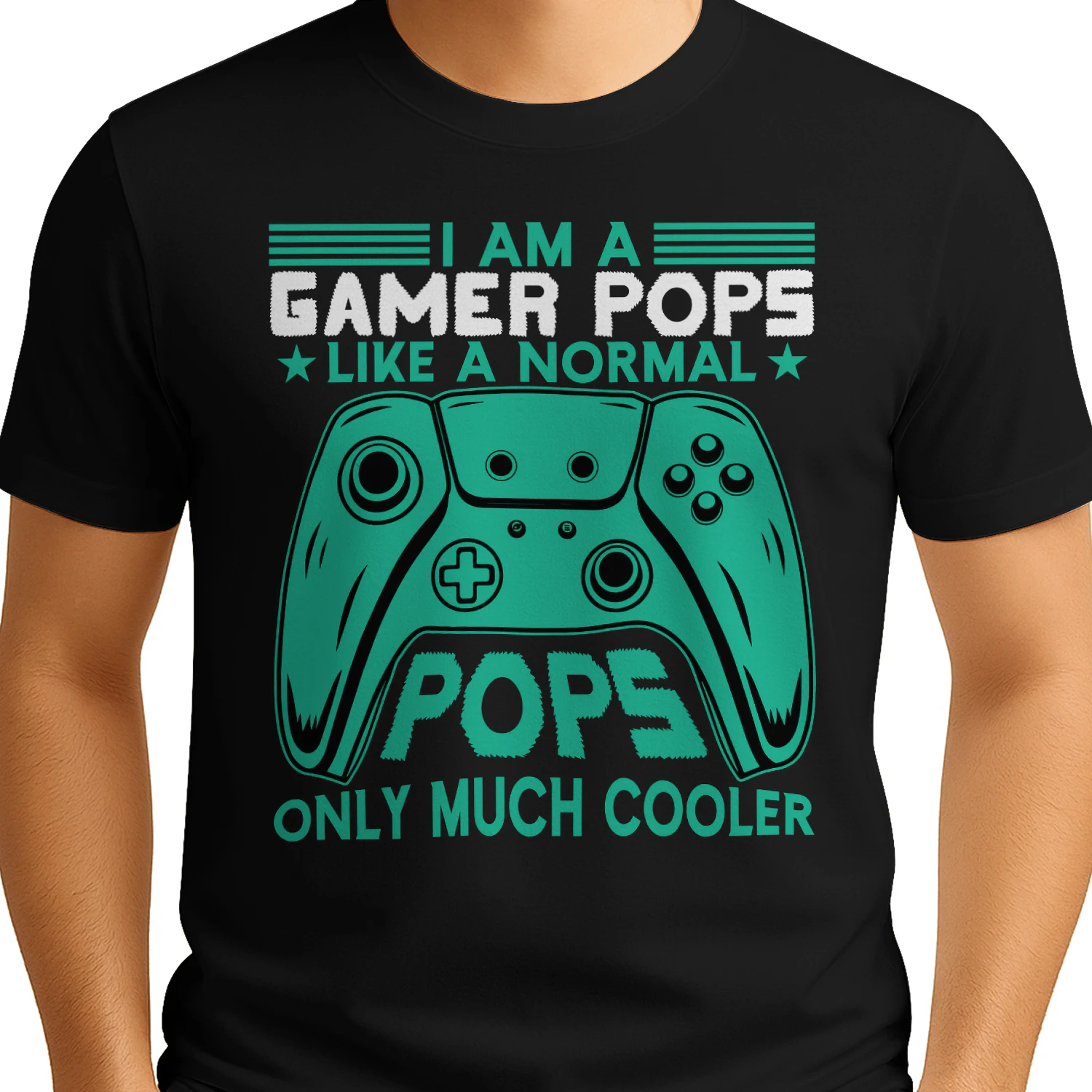 I Am A Gamer Pops Only Much Cooler - Teal Controller Graphic