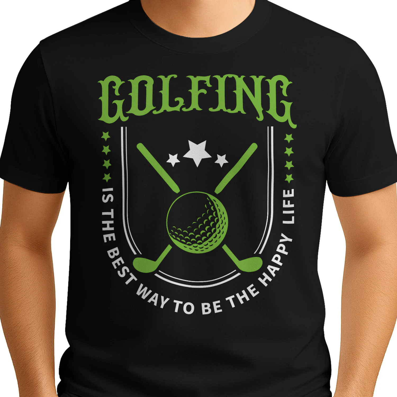 Golfing Is The Best Way To Be The Happy Life - Green Vintage Emblem Golfer Design