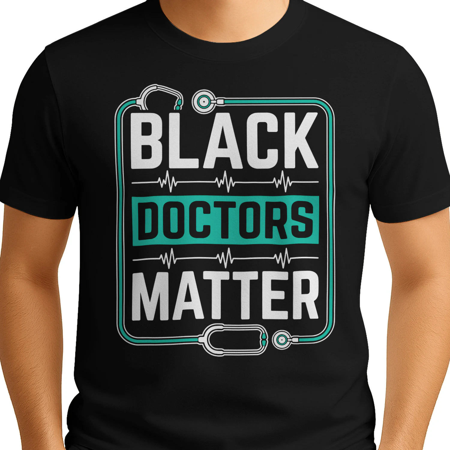 Black Doctors Matter Stethoscope EKG Pulse Medical Pride Design