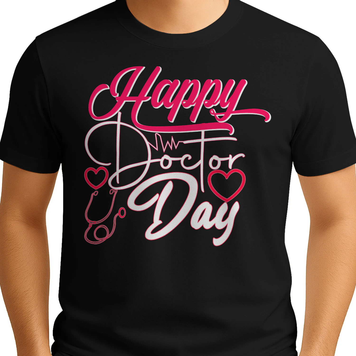 Happy Doctor Day Stethoscope Heart Pulse Medical Design