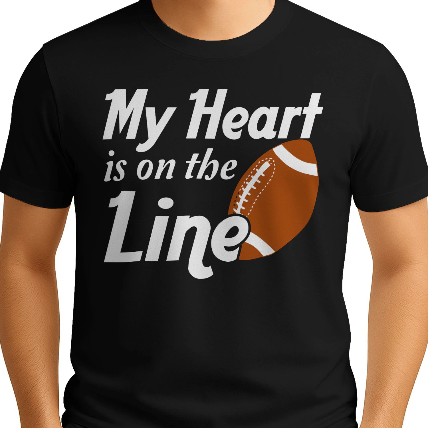 My Heart Is On The Line Football Mom Dad Graphic - Sports Family Support Design