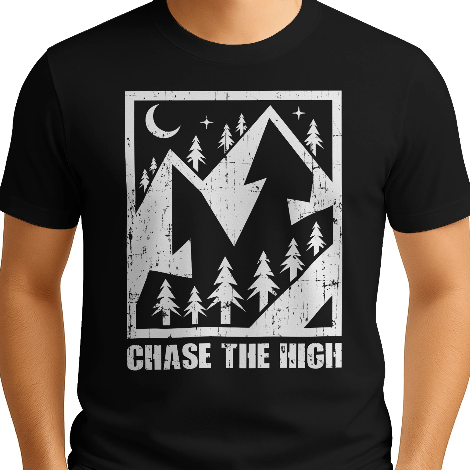 Chase The High Mountain Hiking Outdoor Adventure Vintage Design