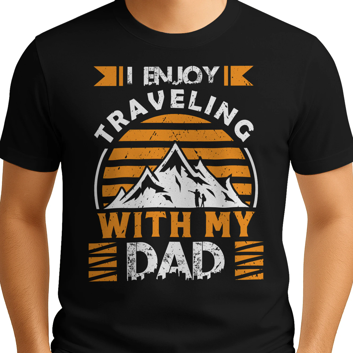I Enjoy Traveling With My Dad Retro Mountain Sunset Hiking Design