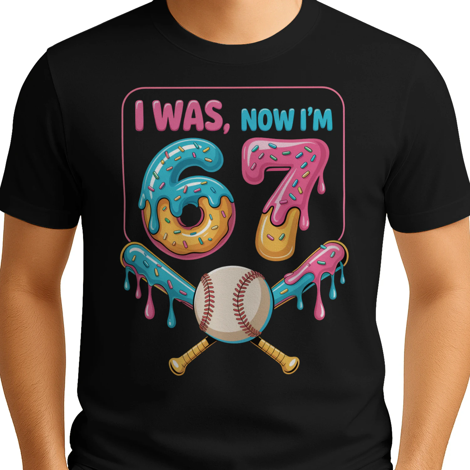 I Was, Now I'm 67 Funny Birthday Baseball Donut Design - 67th Birthday