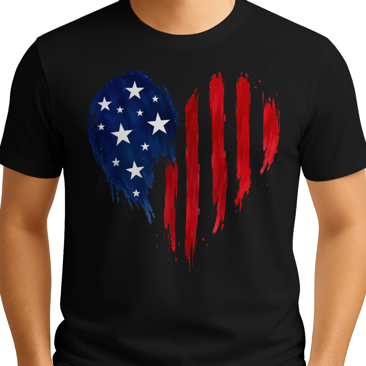 Patriotic American Flag Heart Brushstroke Painted USA Graphic