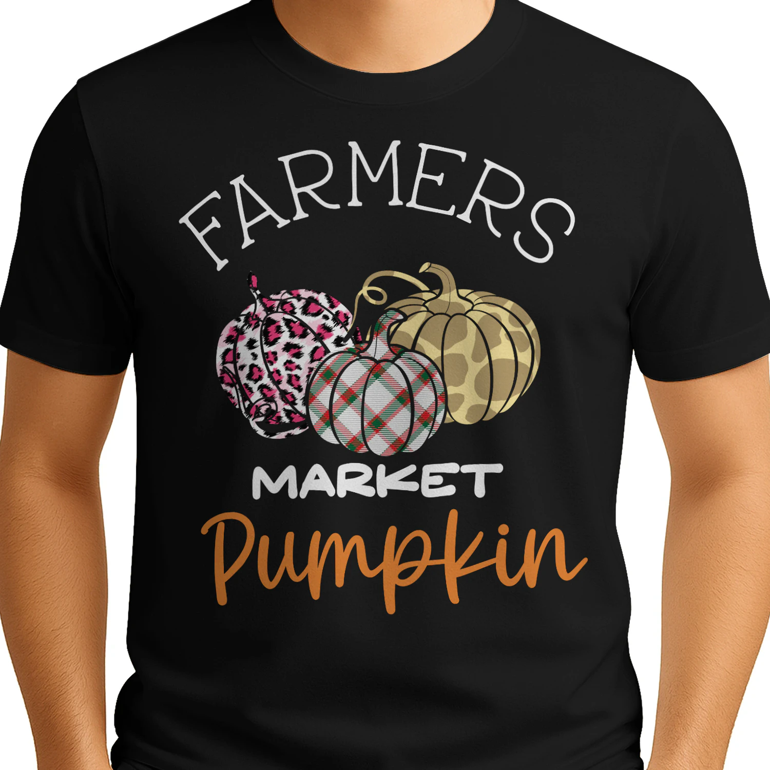 Farmers Market Pumpkin Leopard Plaid Pattern Fall Autumn Design