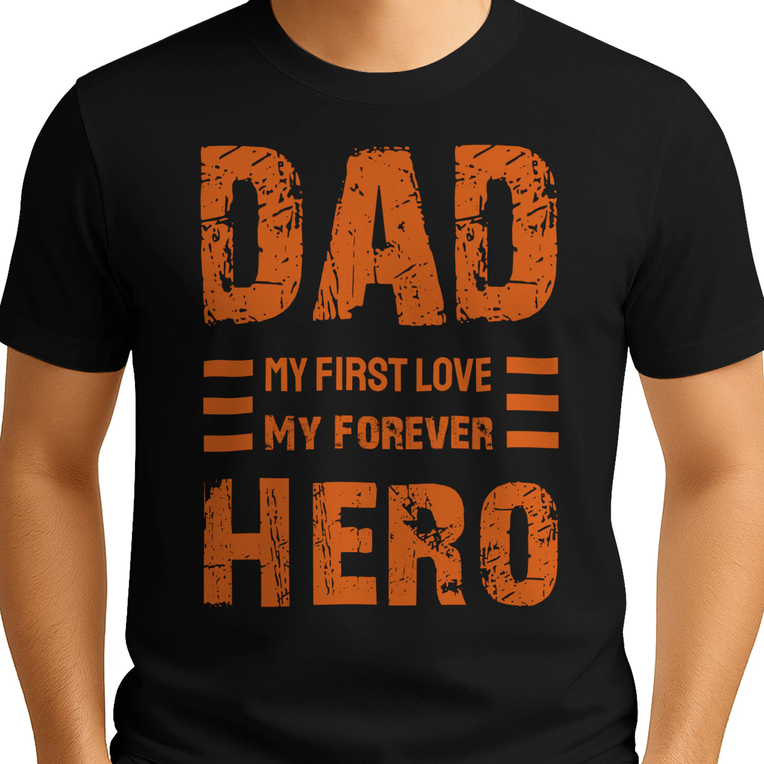 Dad My First Love My Forever Hero Red Distressed Grunge Typography Design