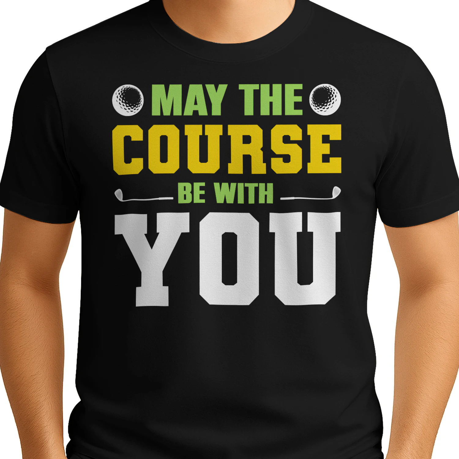 May The Course Be With You Funny Golf Quote - Yellow & Green Varsity Sports Design