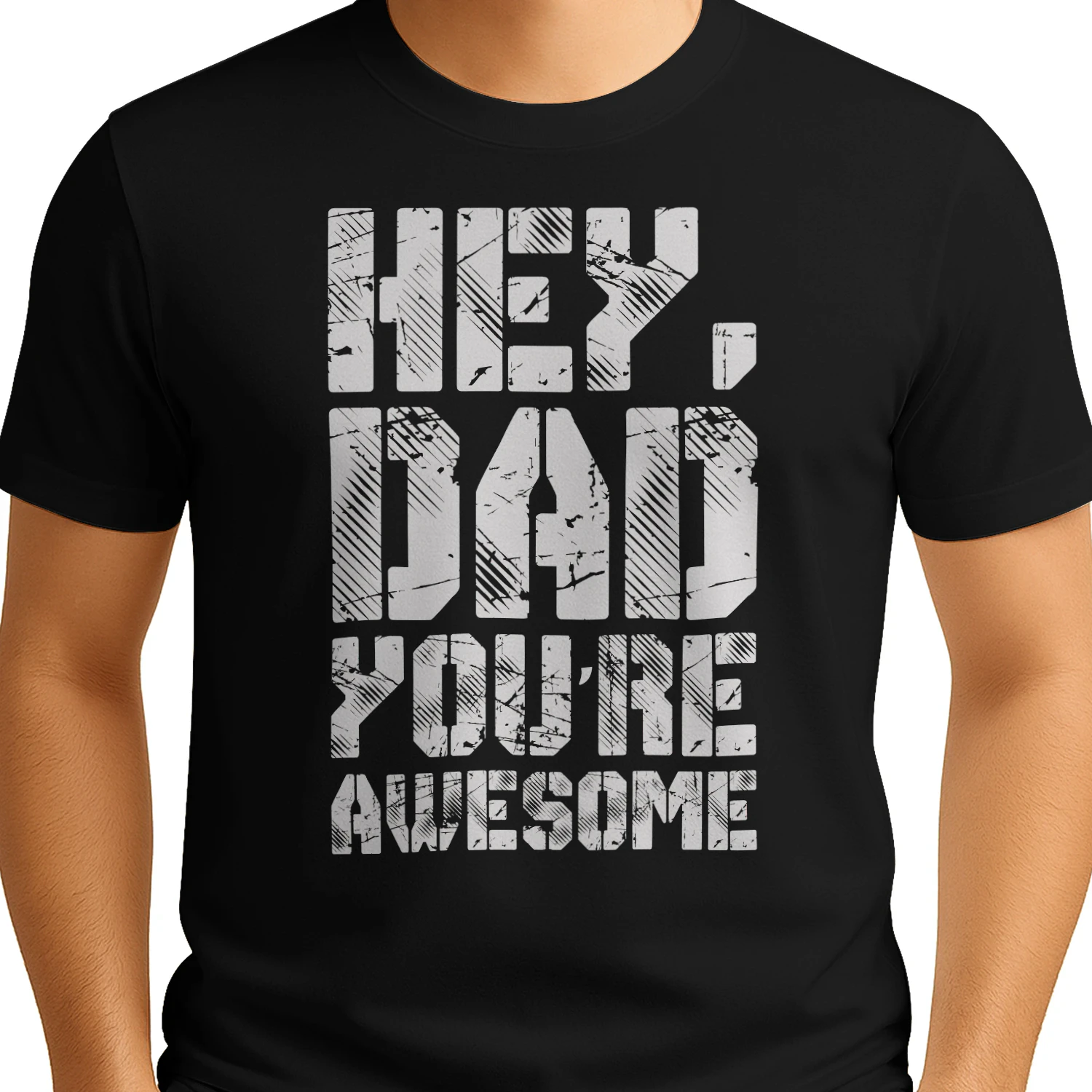 Hey Dad You're Awesome Weathered Grunge Typography Father's Day Design