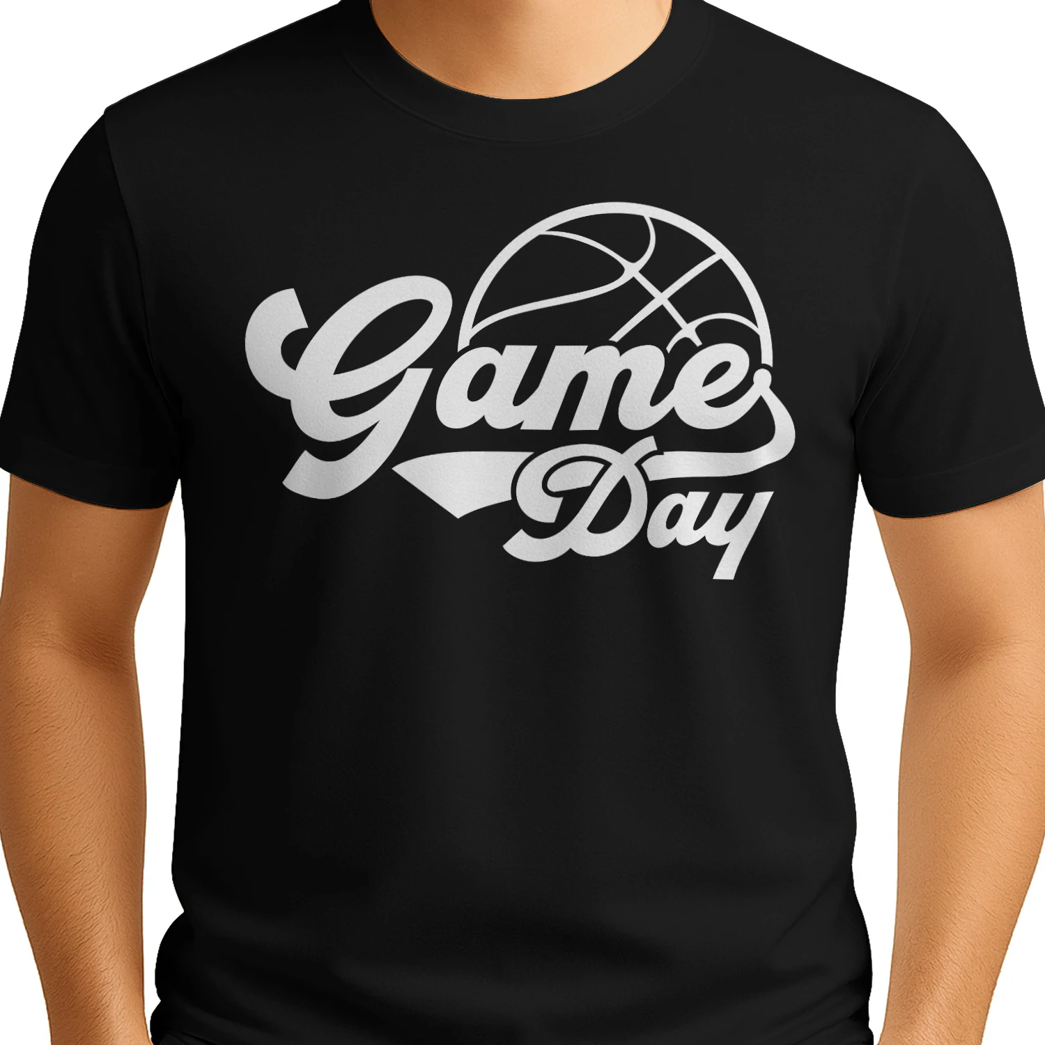 Game Day Basketball Cursive Script - Vintage Basketball Graphic