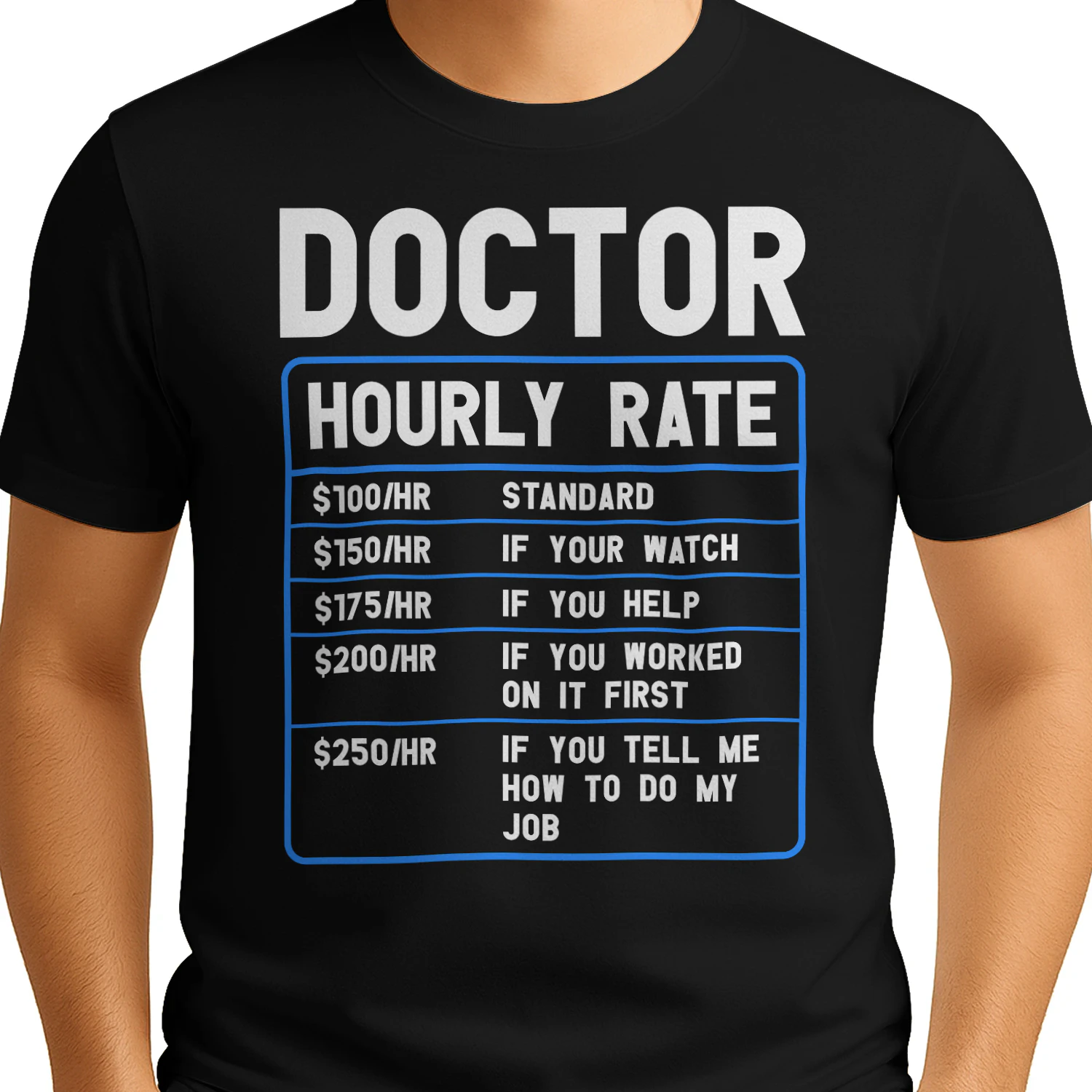 Doctor Hourly Rate Funny Medical Price List Graphic
