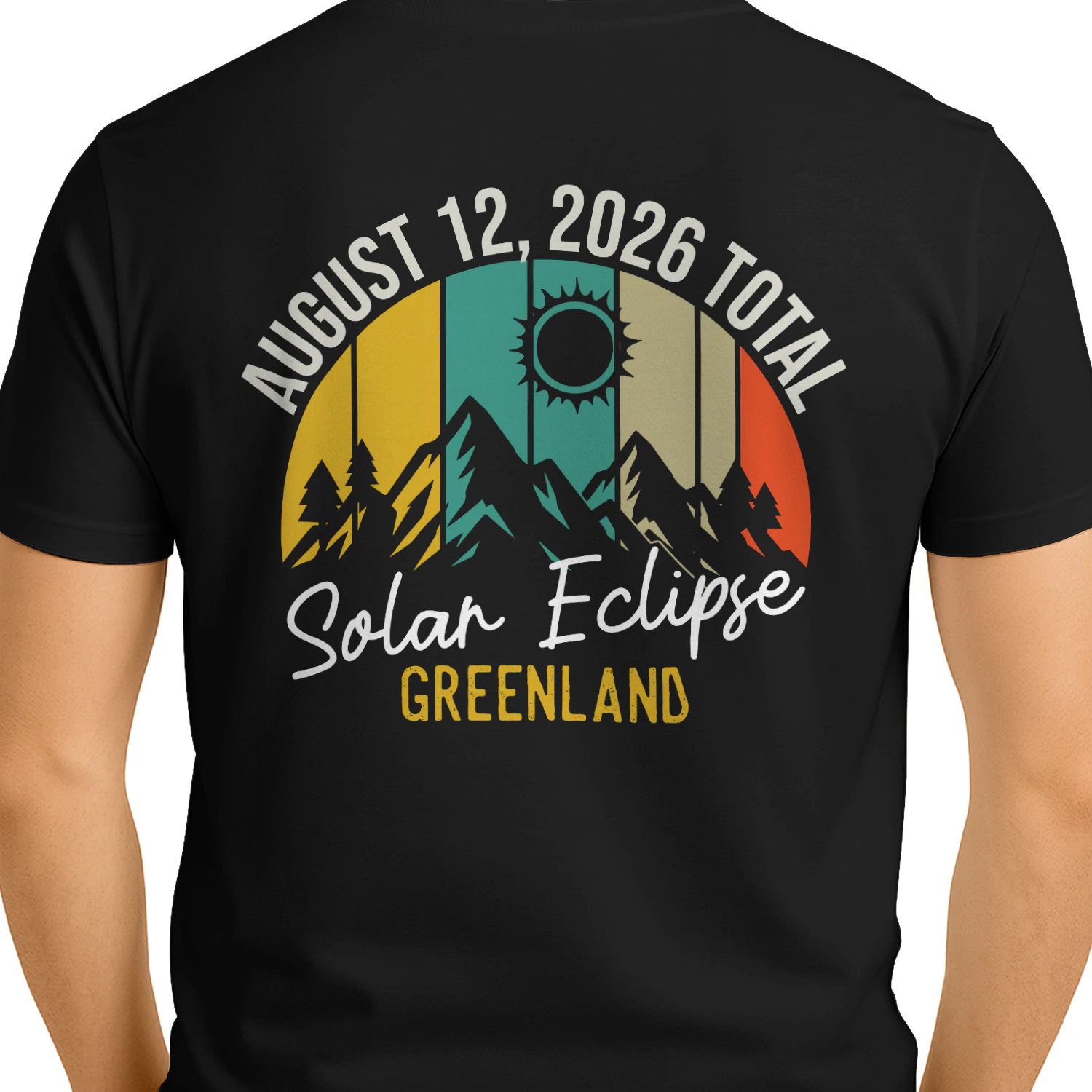 Solar Eclipse august 2026 Shirt  - August 12 2026 Total Solar Eclipse Greenland - Retro Vintage Mountain Totality Graphic