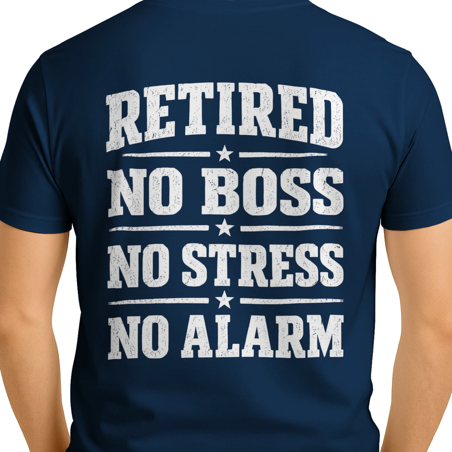 Retired No Boss No Stress No Alarm Distressed Retirement Design