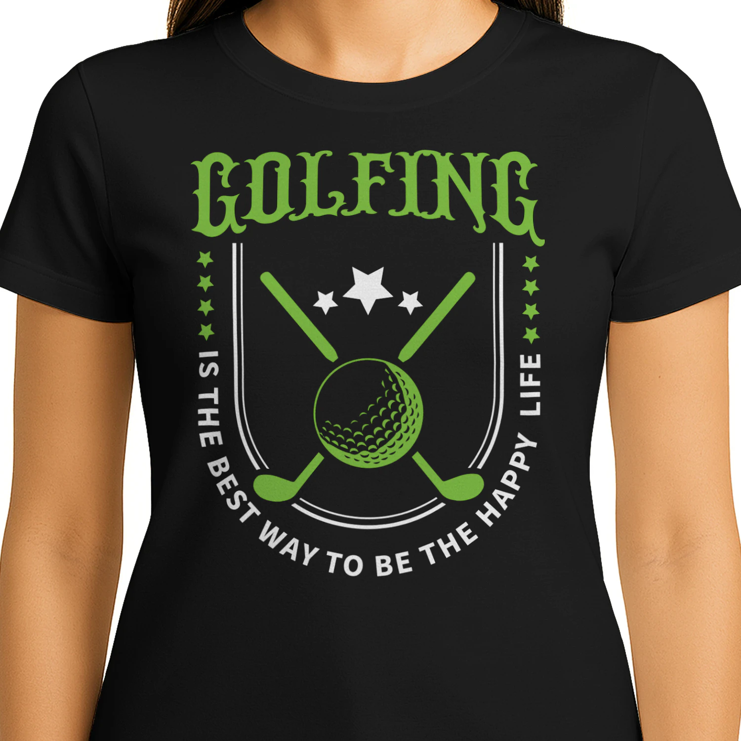 Golfing Is The Best Way To Be The Happy Life - Green Vintage Emblem Golfer Design