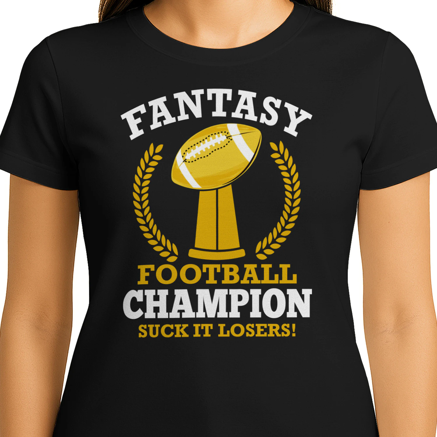 Fantasy Football Champion Suck It Losers Funny Trophy - Bold Winner League Design