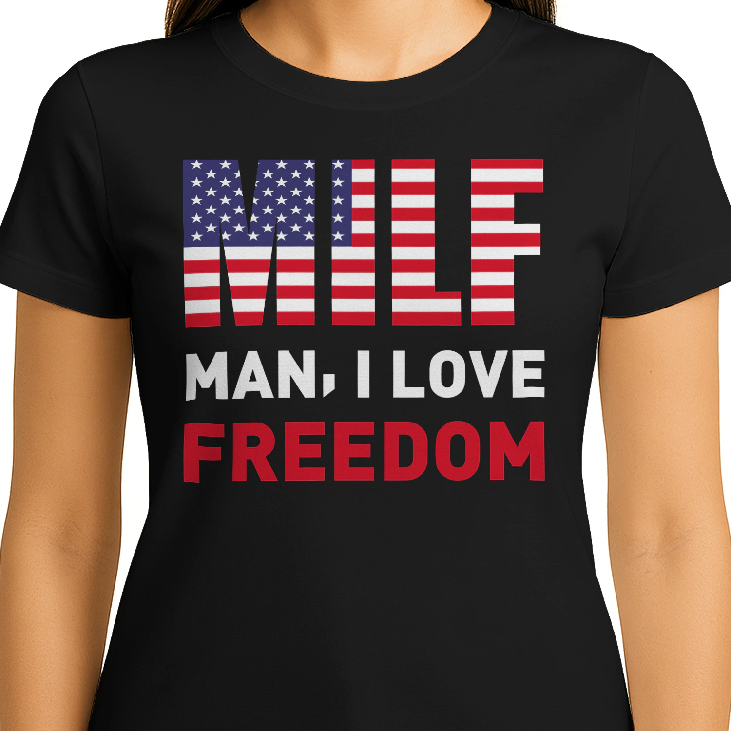 MILF Man I Love Freedom American Flag - Patriotic USA Graphic