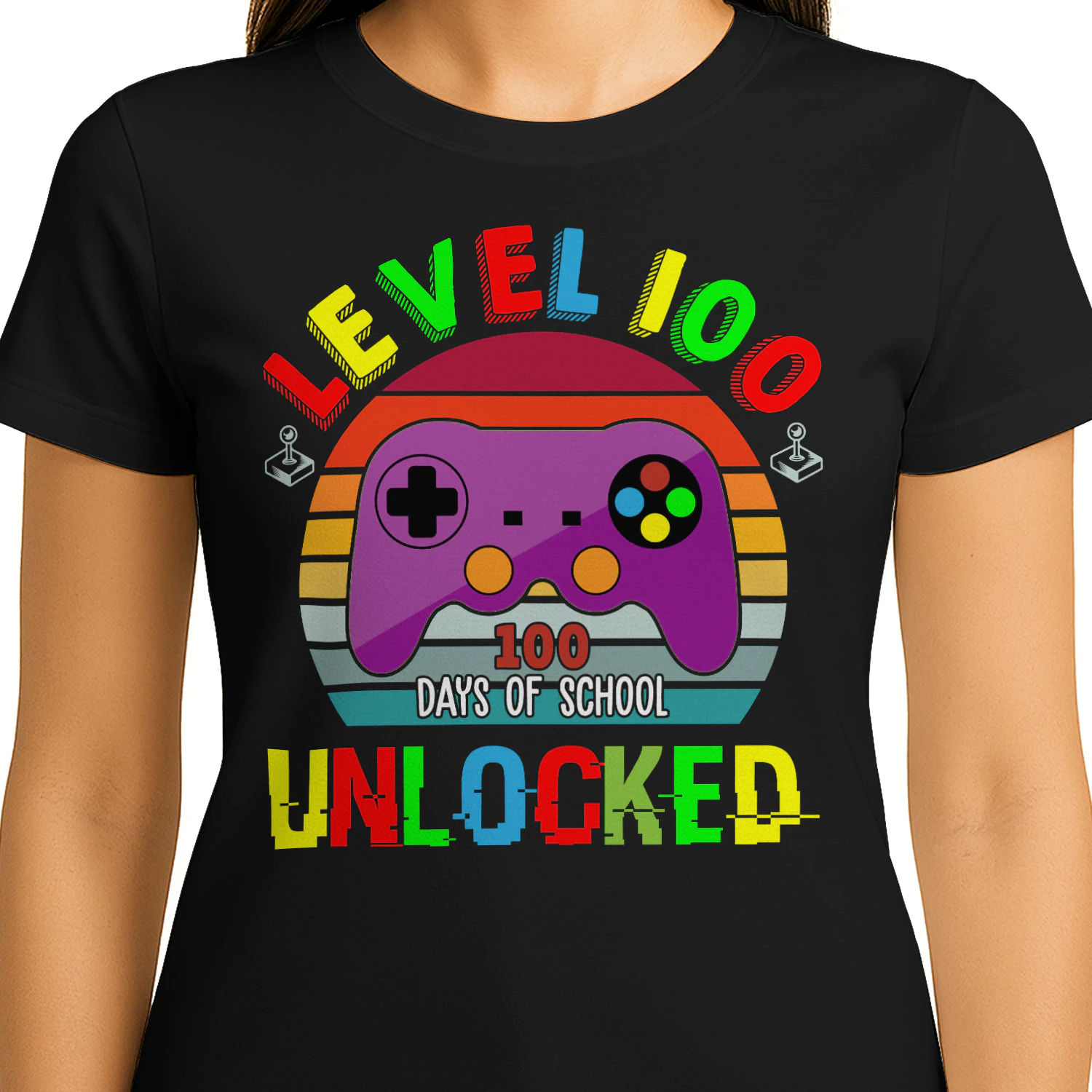 Level 100 Days Of School Unlocked - Gamer Student Graphic