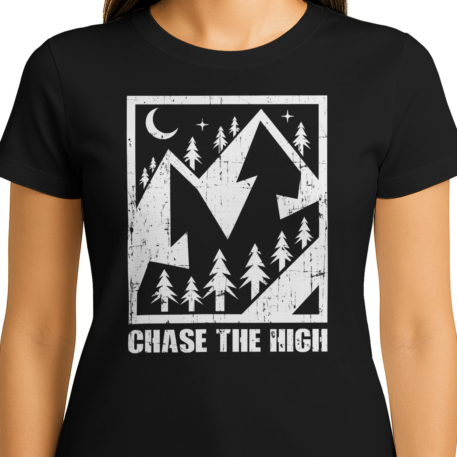 Chase The High Mountain Hiking Outdoor Adventure Vintage Design