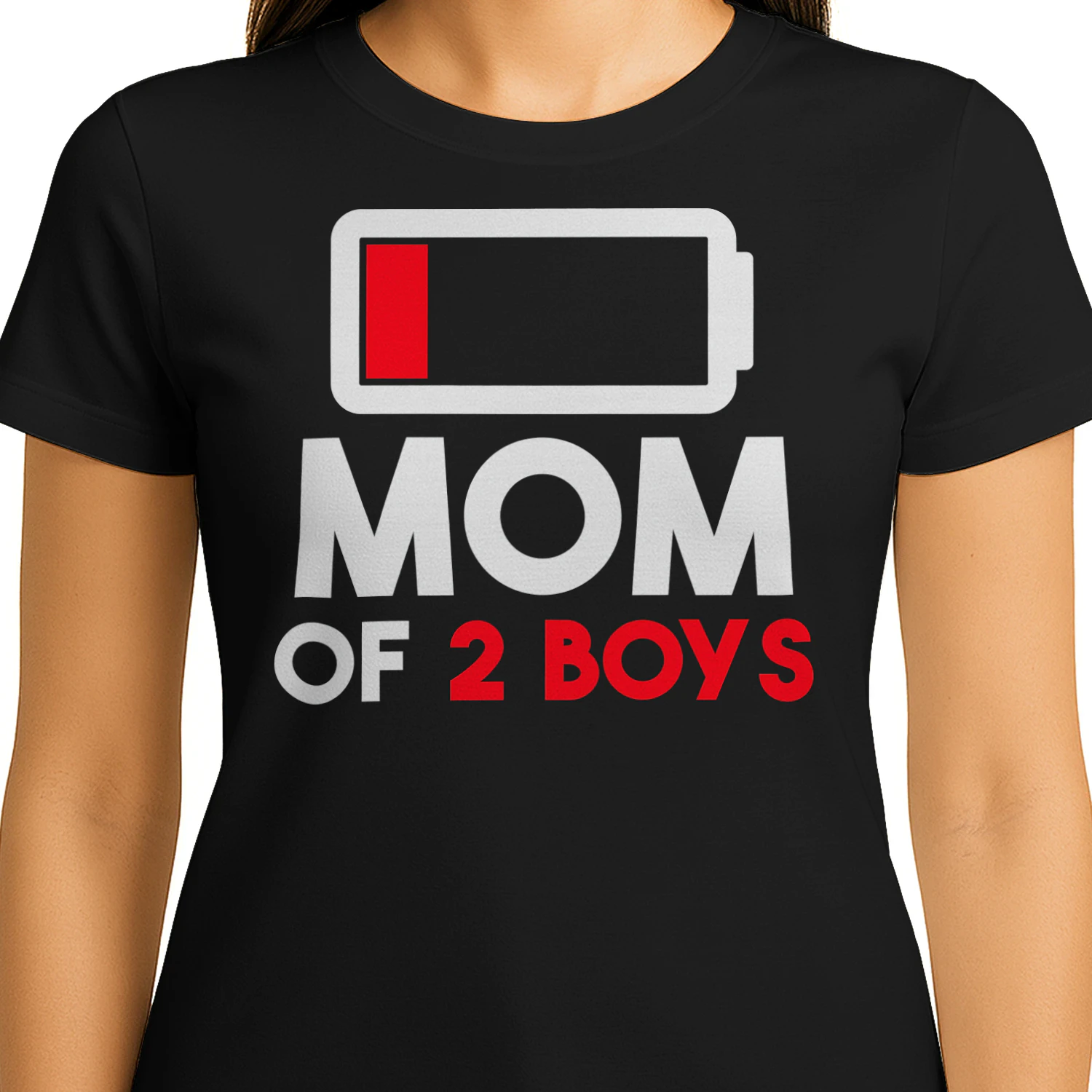 Mom of 2 Boys Funny Typography - Proud Boy Mom Family Gift