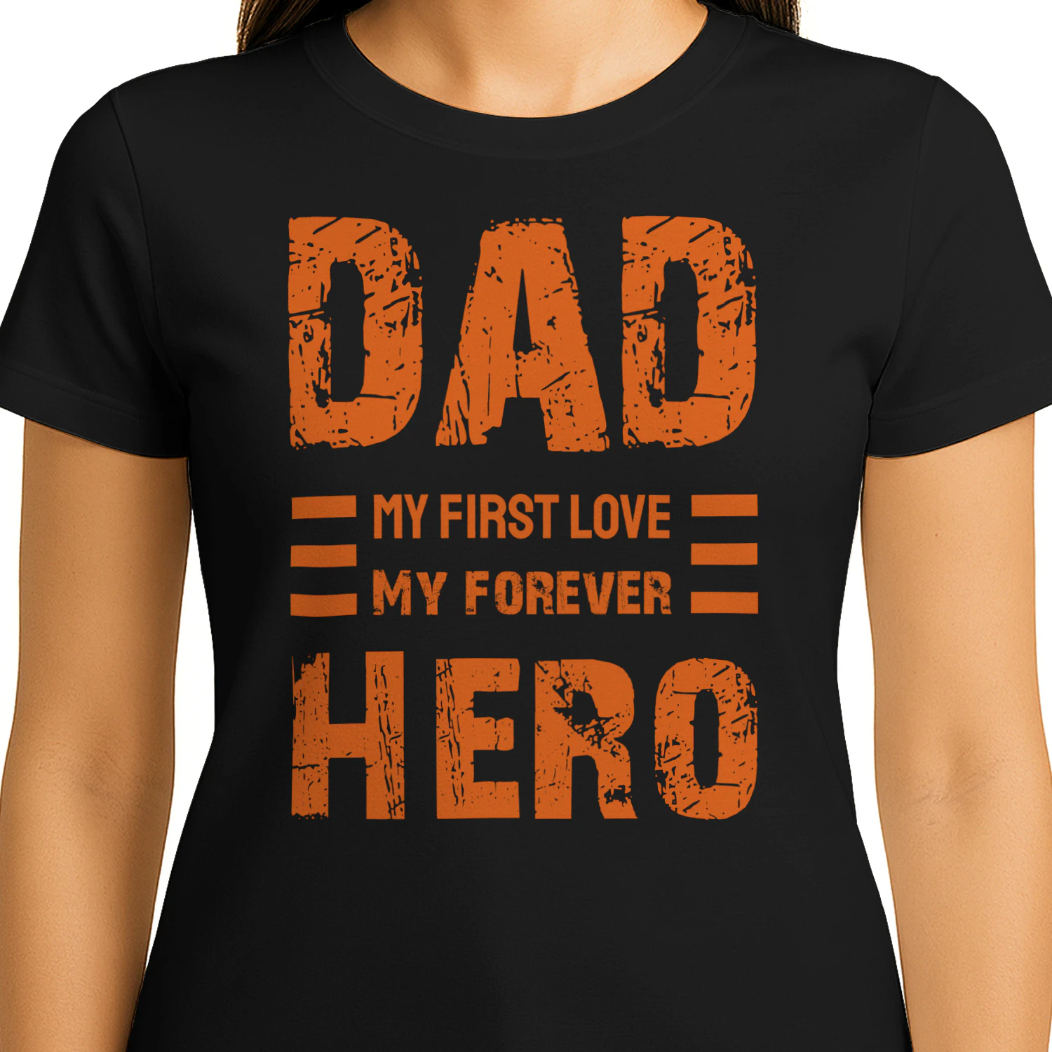 Dad My First Love My Forever Hero Red Distressed Grunge Typography Design
