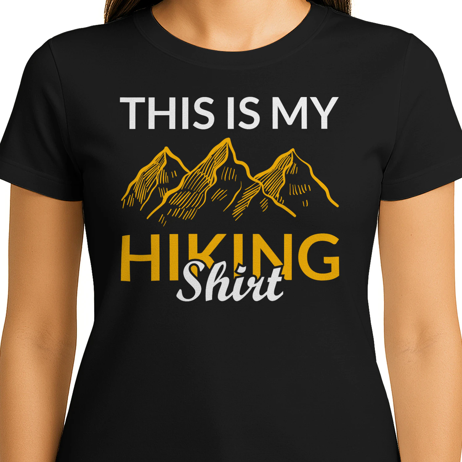 This Is My Hiking Shirt Yellow Mountain - Outdoor Graphic