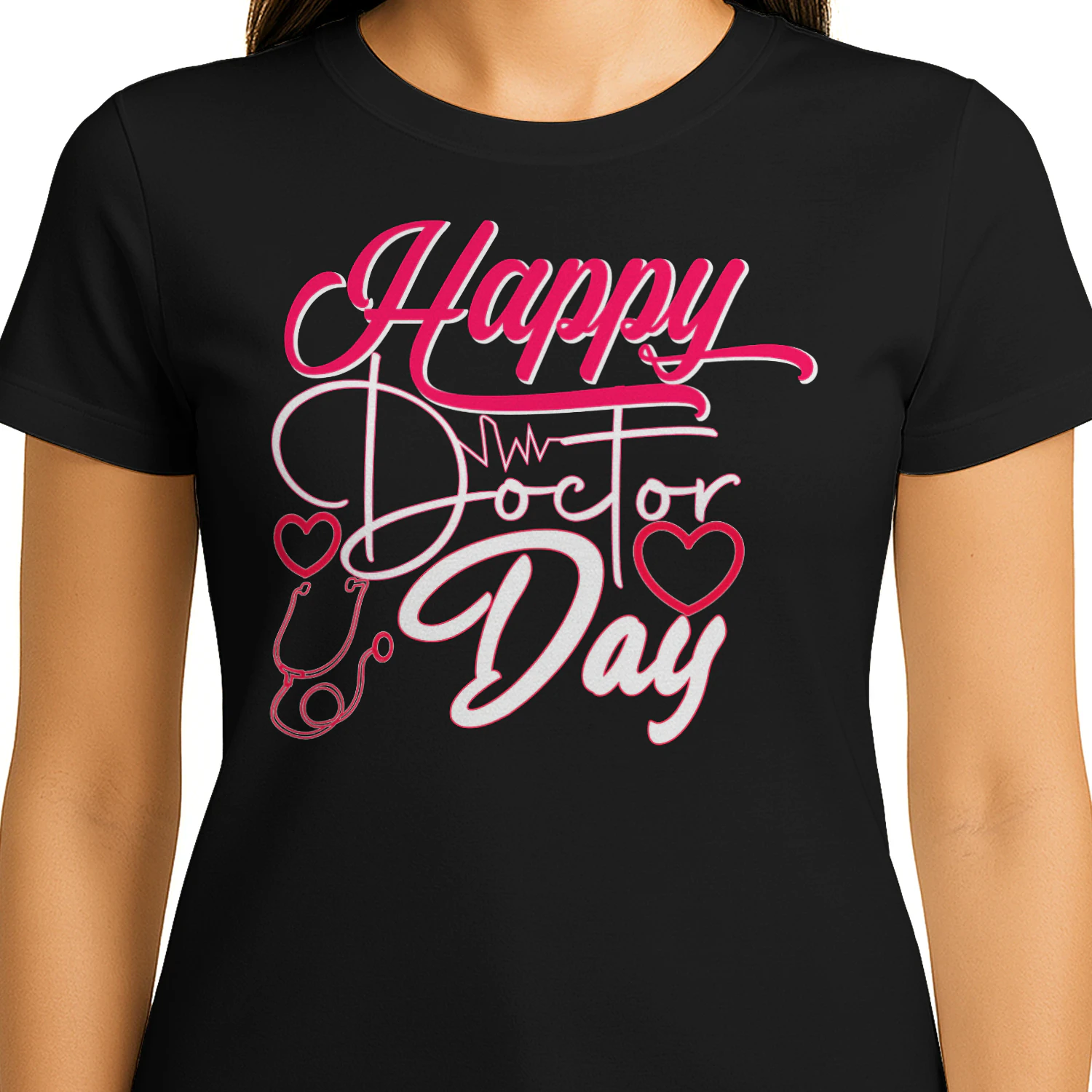 Happy Doctor Day Stethoscope Heart Pulse Medical Design