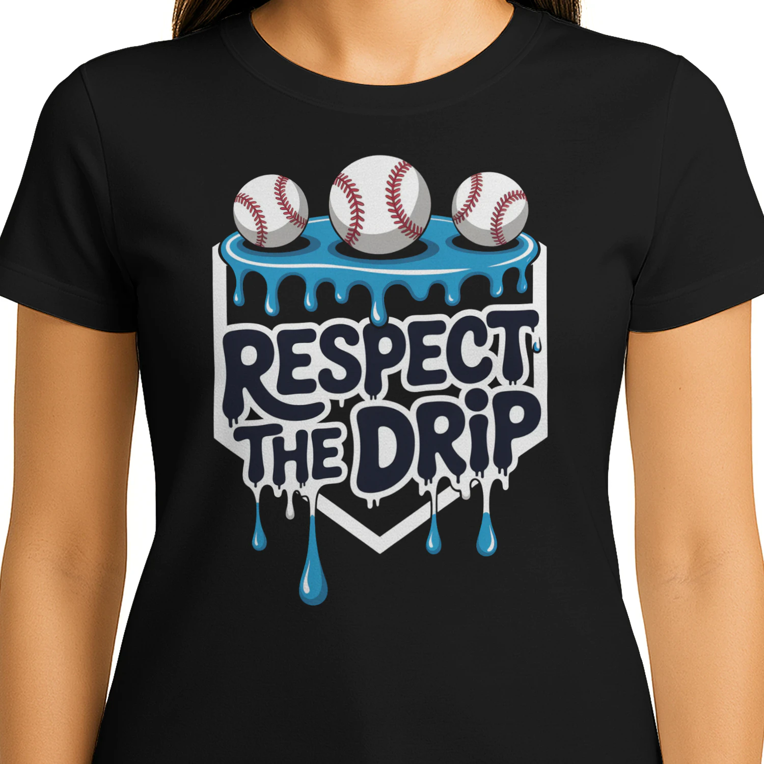 Respect The Drip Baseball Home Plate - Trendy Melting Slime Graphic