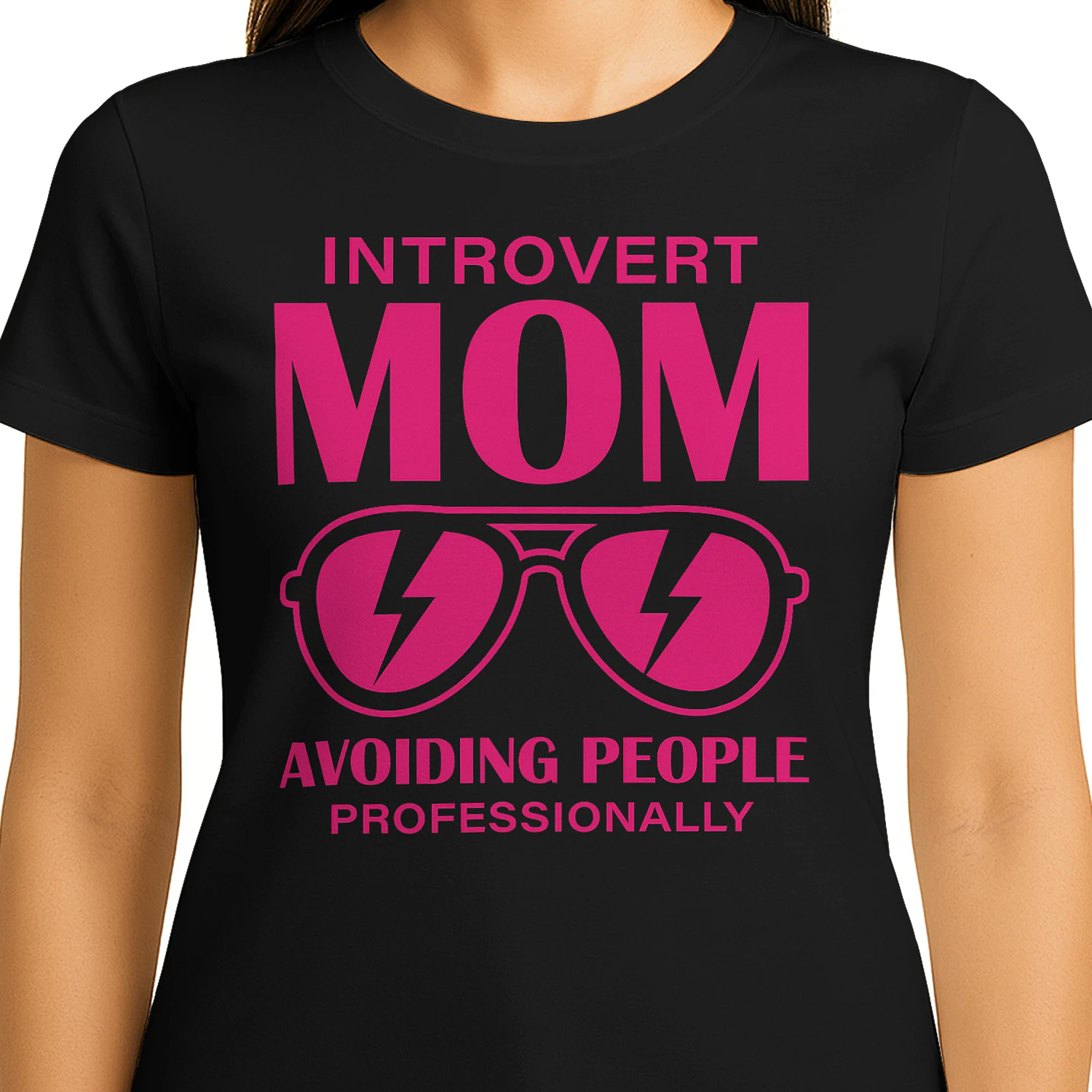 Introvert Mom Avoiding People Professionally - Funny Pink Sunglasses Graphic