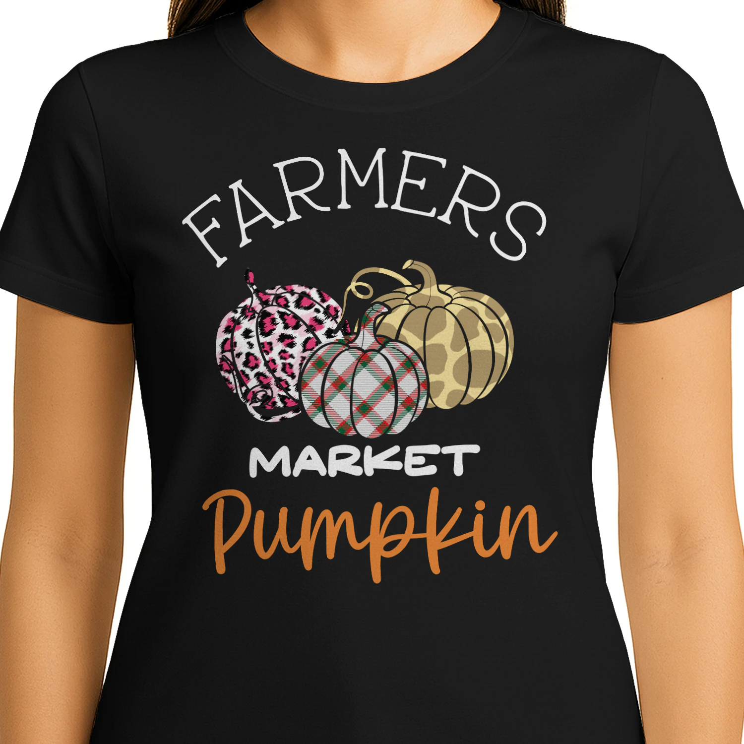 Farmers Market Pumpkin Leopard Plaid Pattern Fall Autumn Design