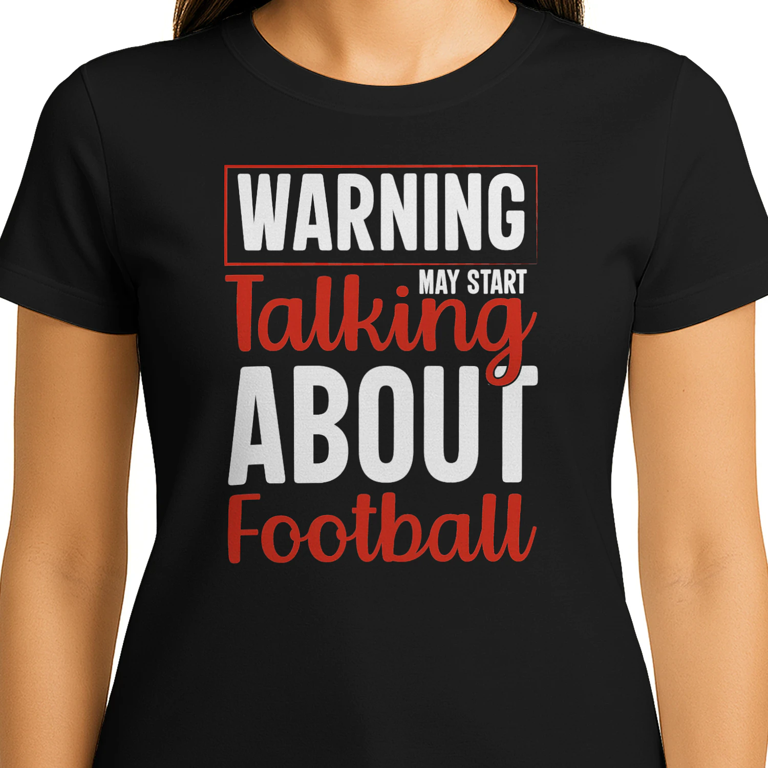Always Talking Football Red Cursive Script - Funny Sports Fan Quote Design