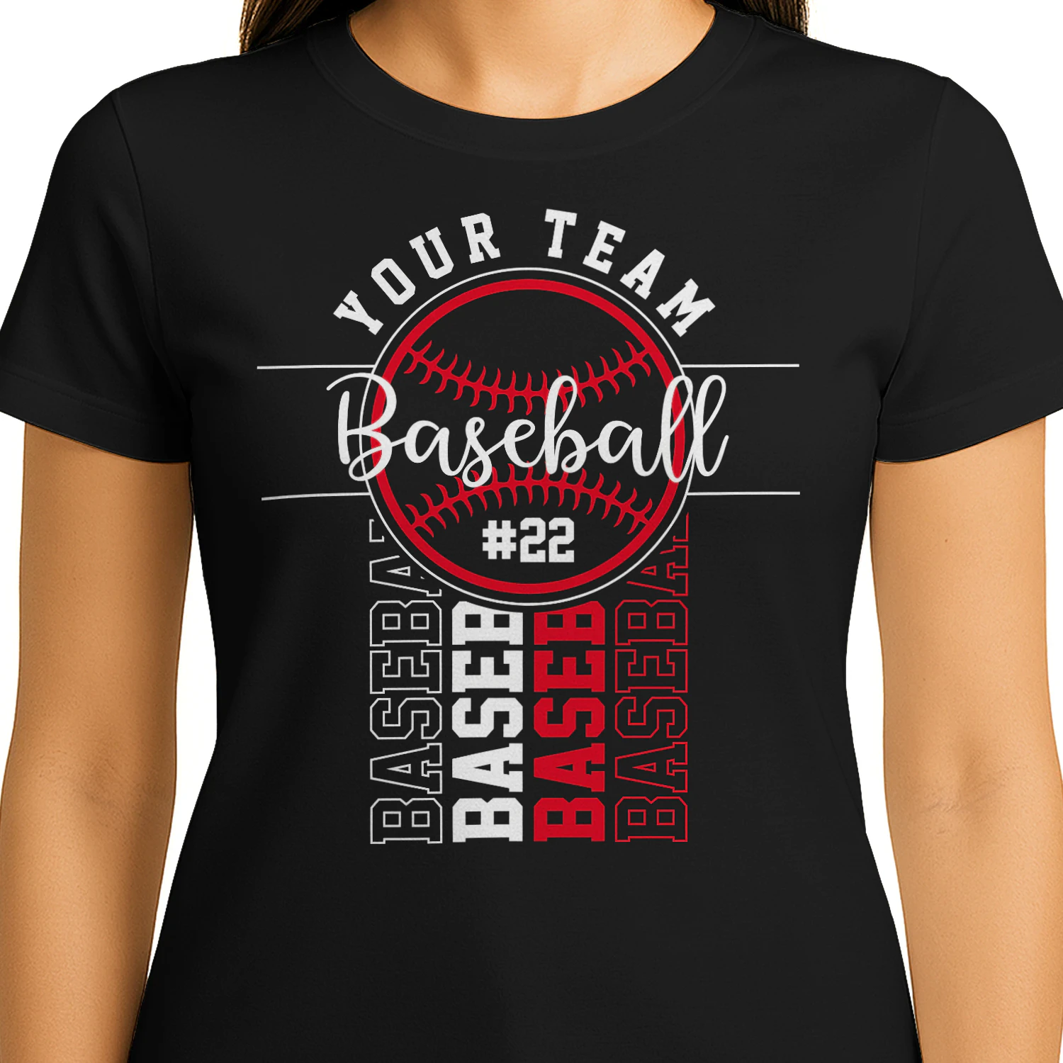 Red Baseball Vertical Typography - Retro Sports Graphic
