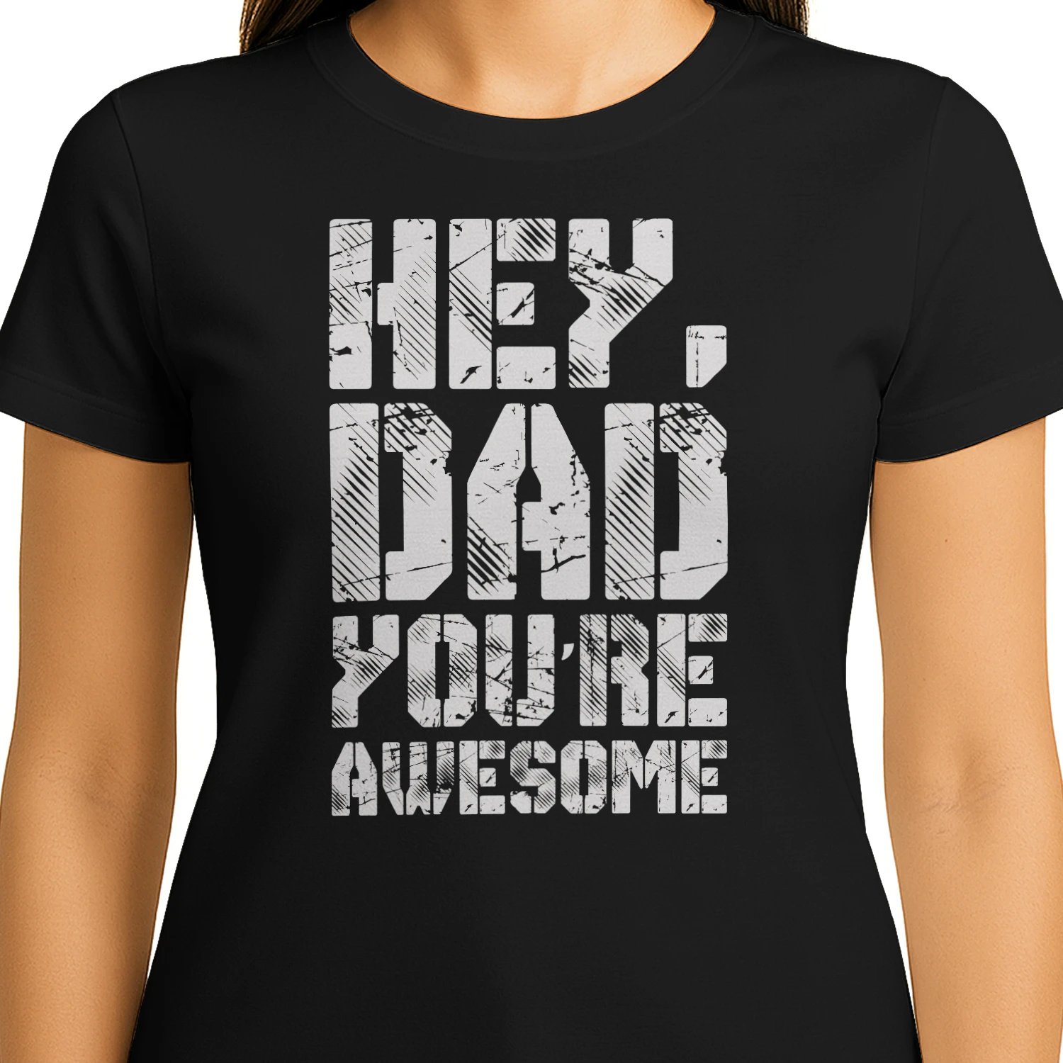 Hey Dad You're Awesome Weathered Grunge Typography Father's Day Design