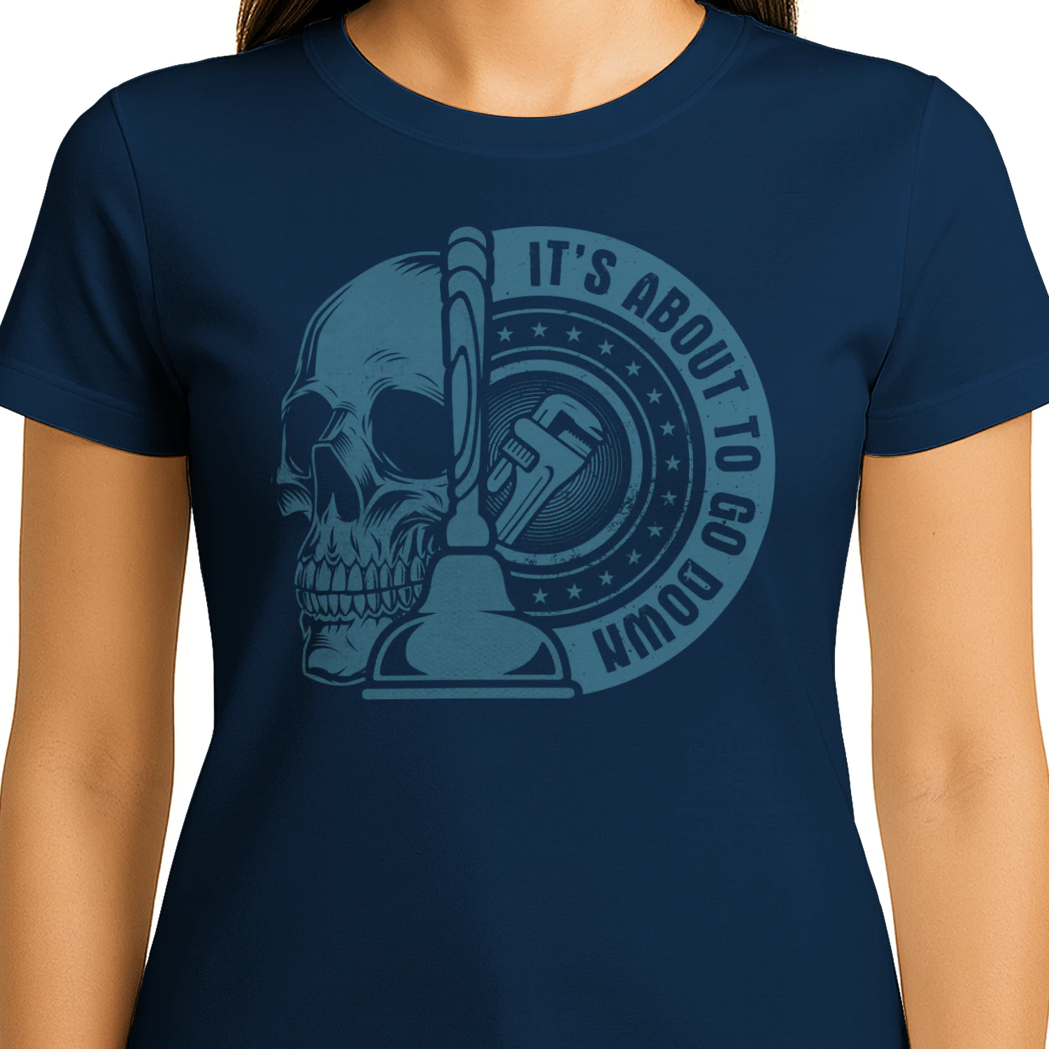 It's About To Go Down Plunger Skull Funny Plumber Design