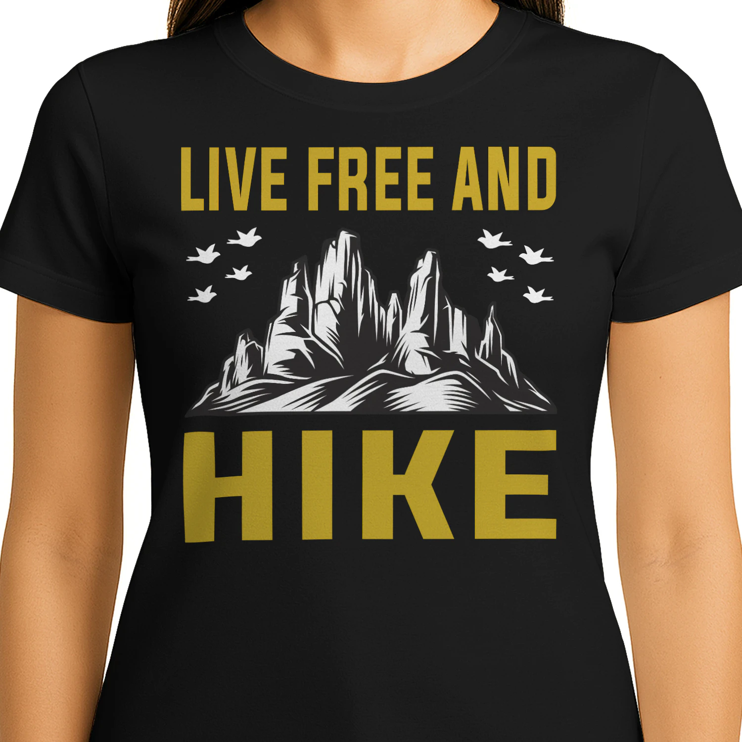 Live Free And Hike Mountain Peaks - Outdoor Adventure Graphic
