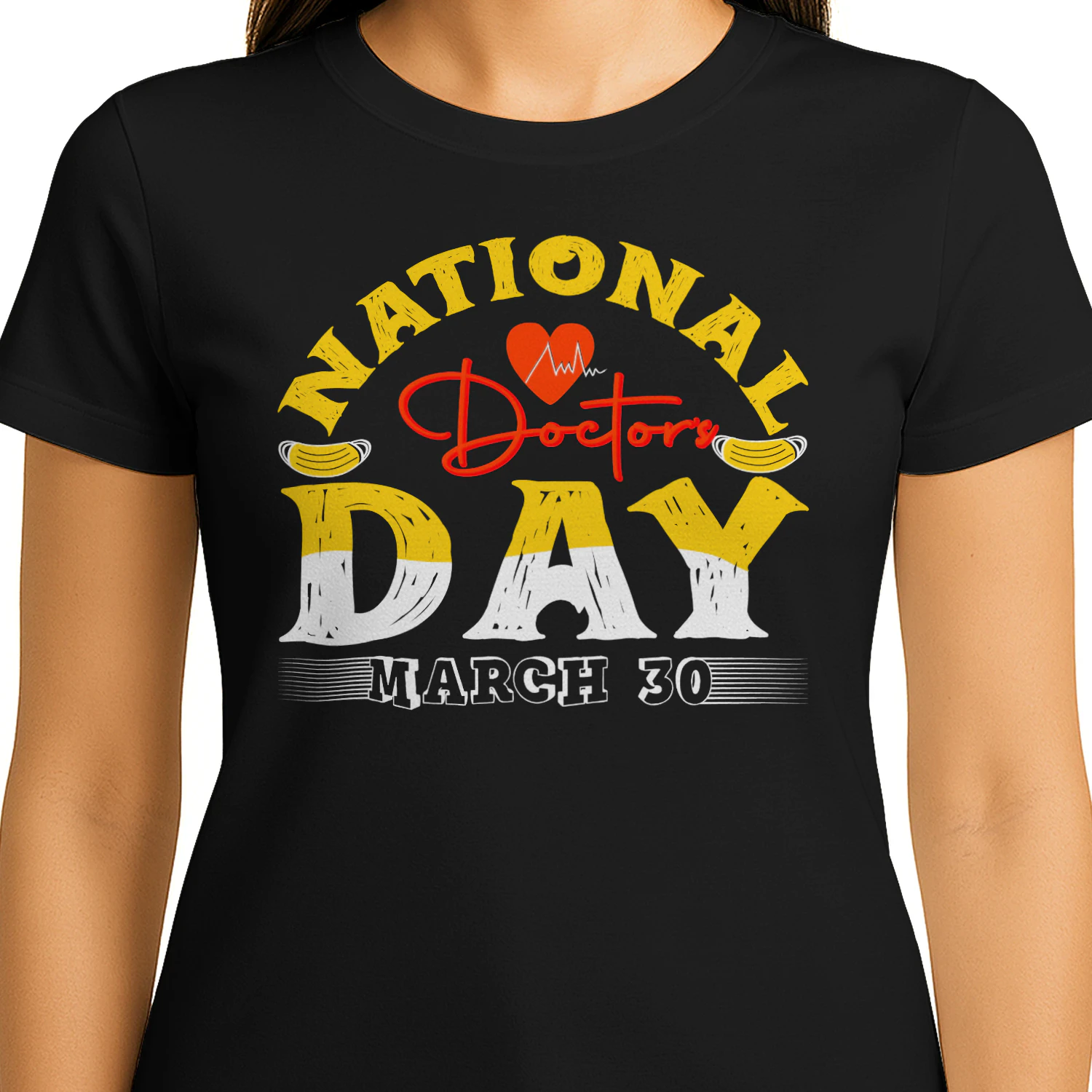 National Doctor's Day March 30 Heartbeat Mask Medical Design