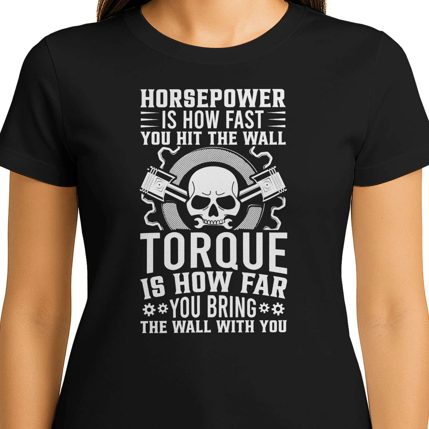 Horsepower Vs Torque Skull Pistons - Car Enthusiast Graphic