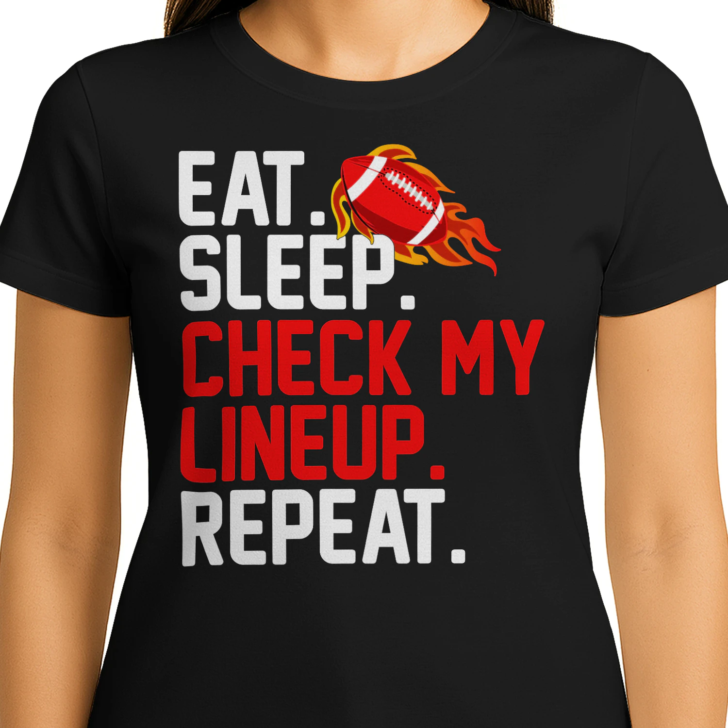 Eat Sleep Check My Lineup Repeat - Funny Fantasy Football Manager Routine Design