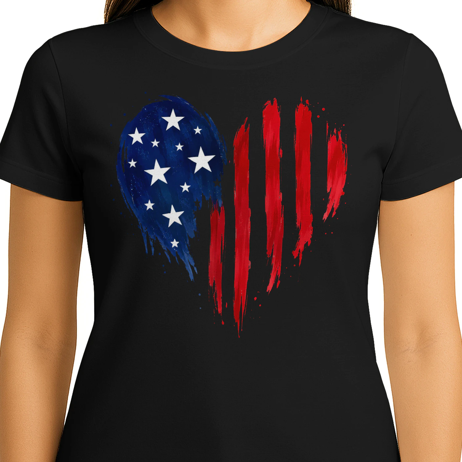 Patriotic American Flag Heart Brushstroke Painted USA Graphic