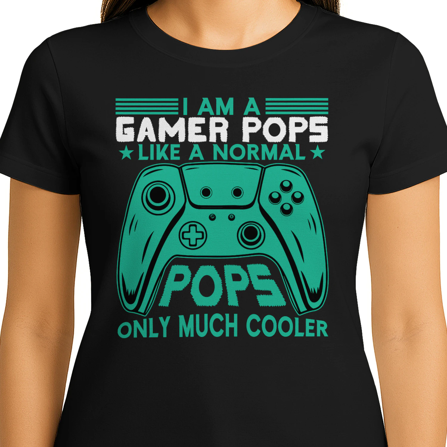I Am A Gamer Pops Only Much Cooler - Teal Controller Graphic